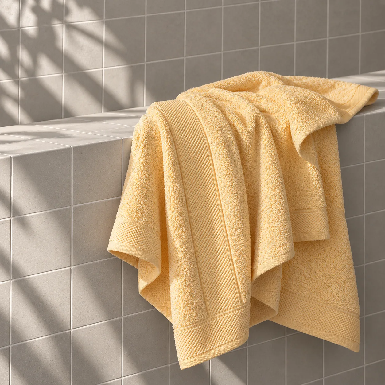 Yellow Bath Towel Made From Bamboo Fiber
