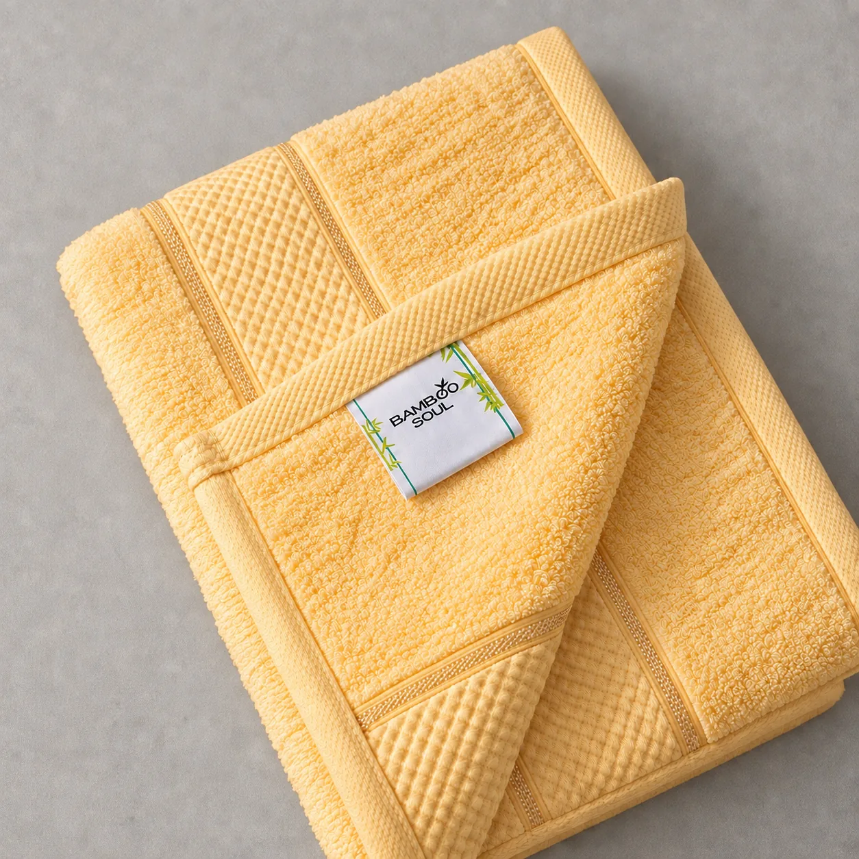 Yellow Bath Towel Made From Bamboo Fiber