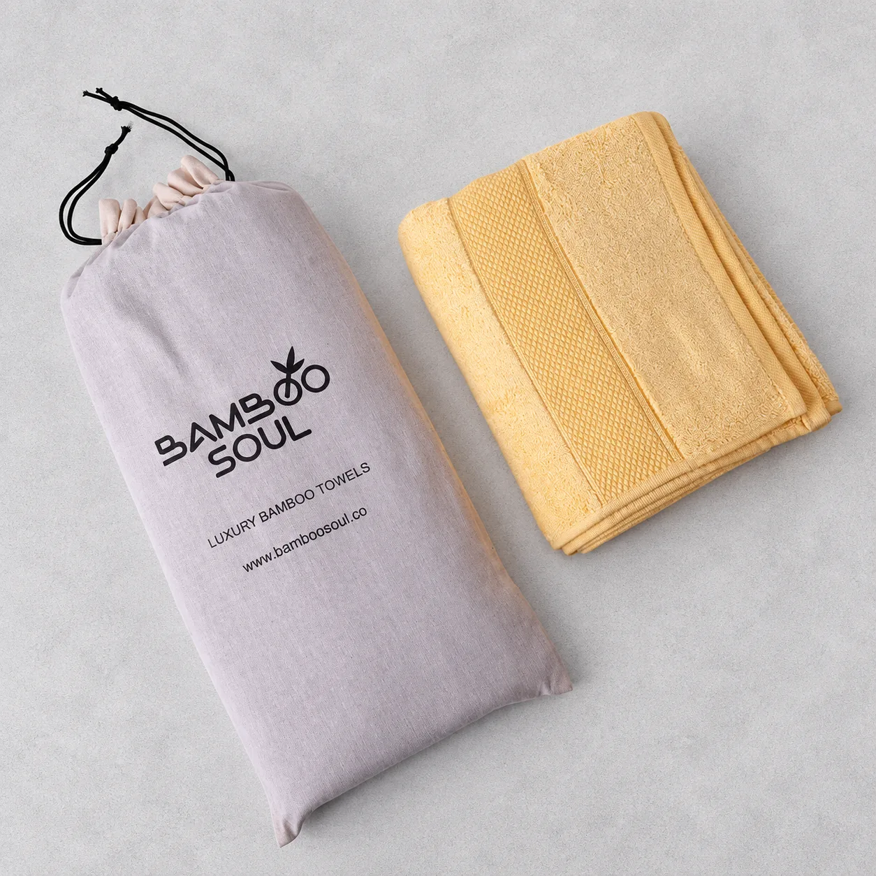 Yellow Bath Towel Made From Bamboo Fiber