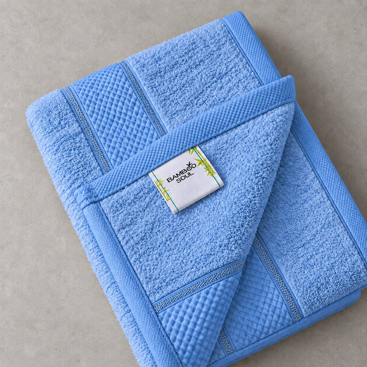 Sky Blue Towel Made From Bamboo Fiber