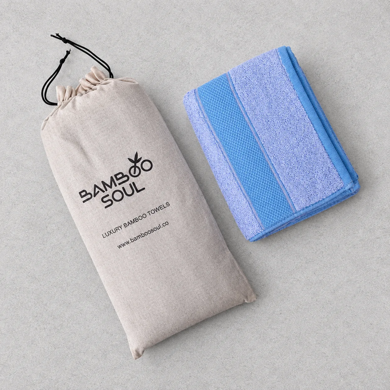Sky Blue Towel Made From Bamboo Fiber