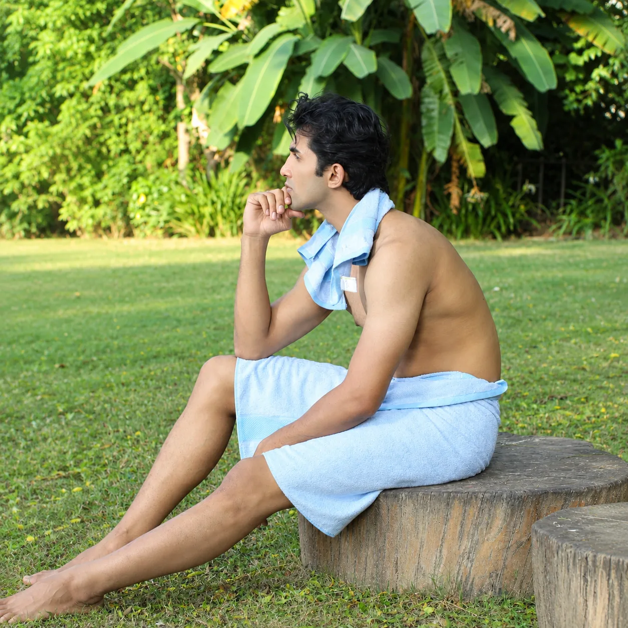 Sky Blue Towel Made From Bamboo Fiber