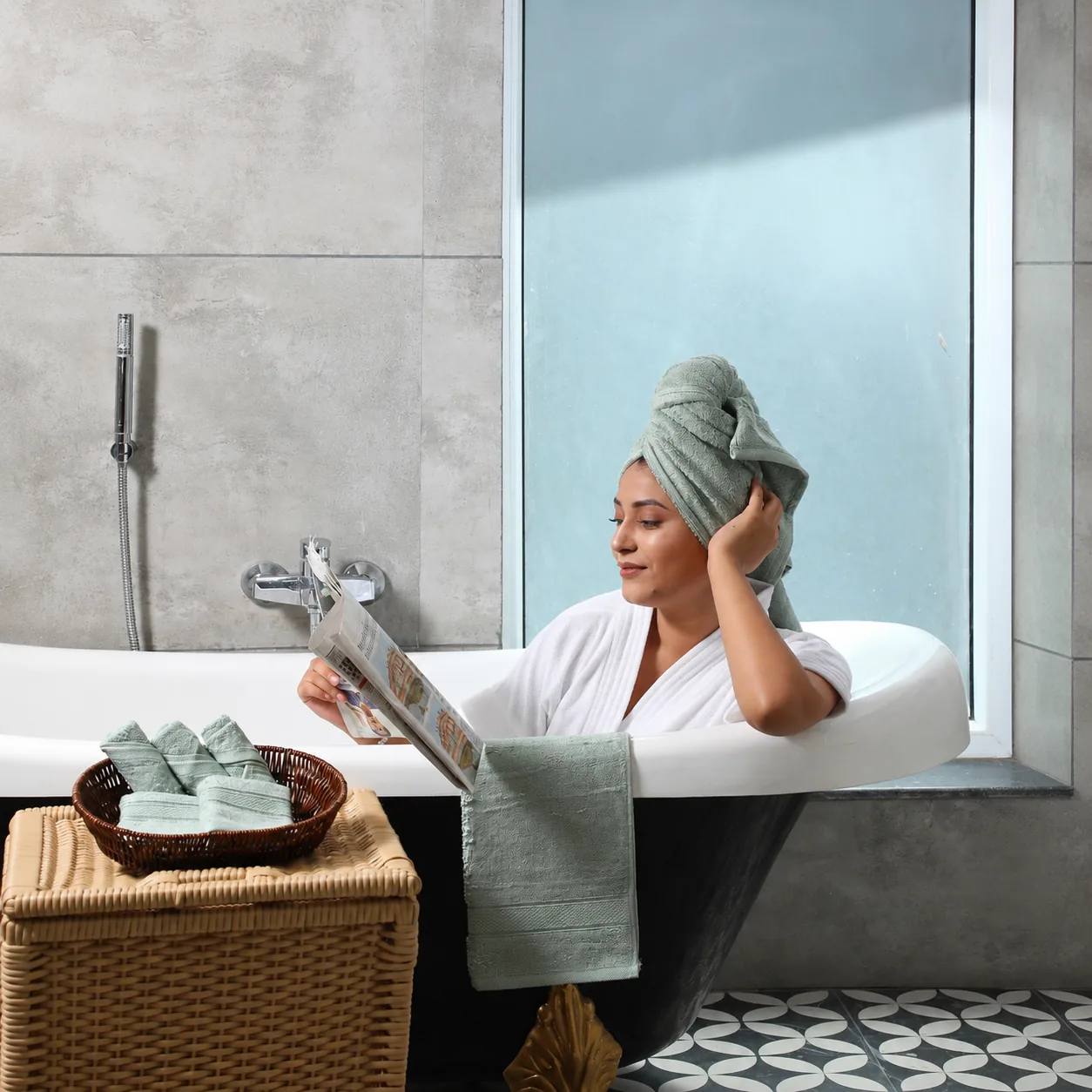 Mint Green Towel Made From Bamboo Fiber