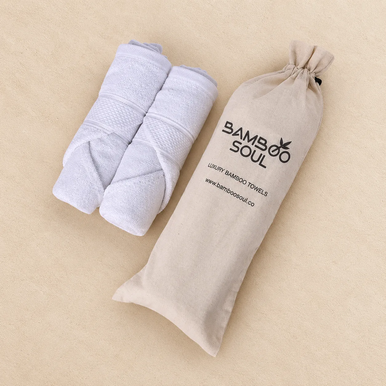White Hand Towel Made From Bamboo Fiber - Pack Of 2