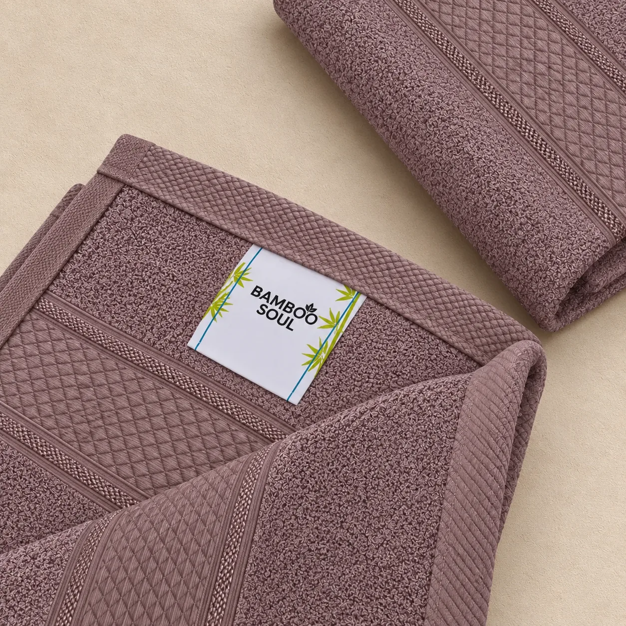 Dark Beige Hand Towel Made From Bamboo Fiber - Pack Of 2