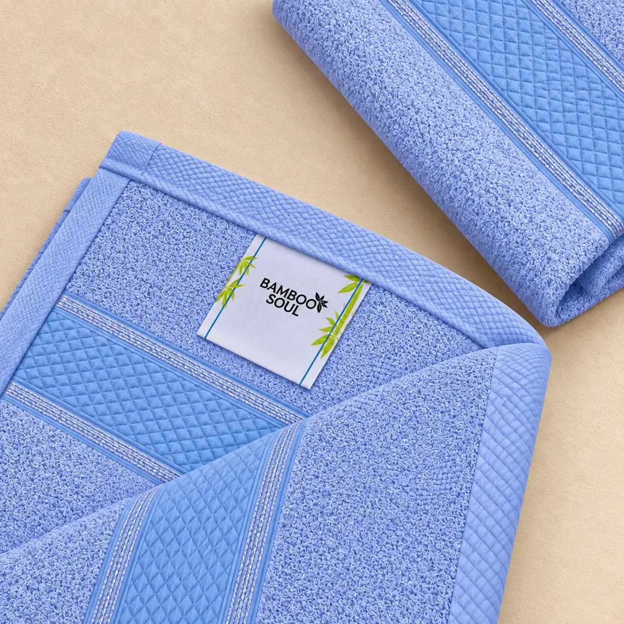 Sky Blue Hand Towel Made From Bamboo Fiber - Pack Of 2