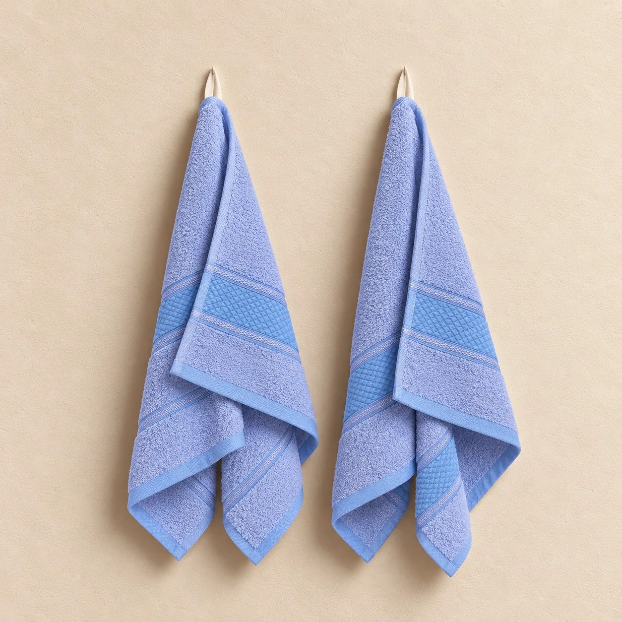 Sky Blue Hand Towel Made From Bamboo Fiber - Pack Of 2
