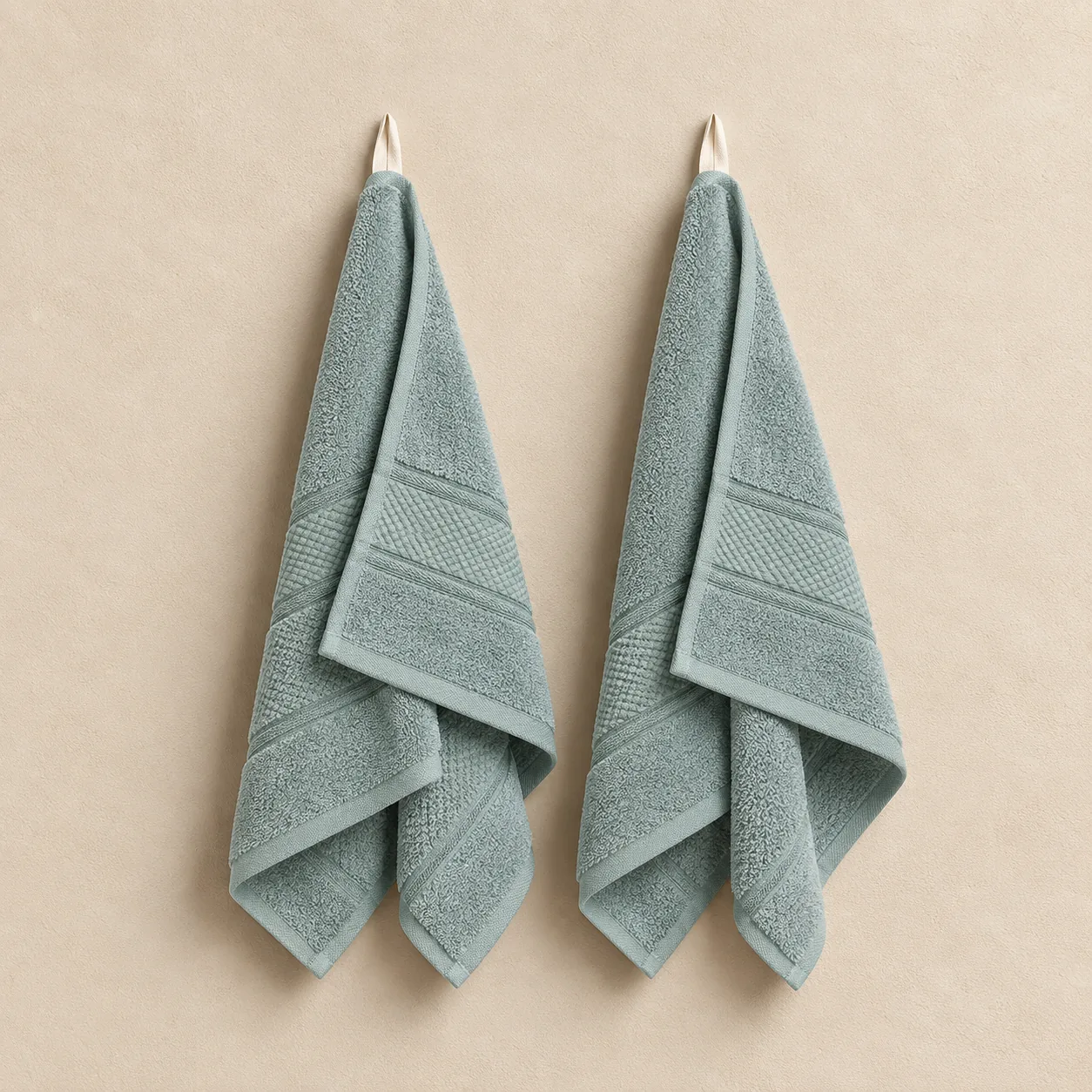 Mint Green Hand Towel Made From Bamboo Fiber - Pack Of 2