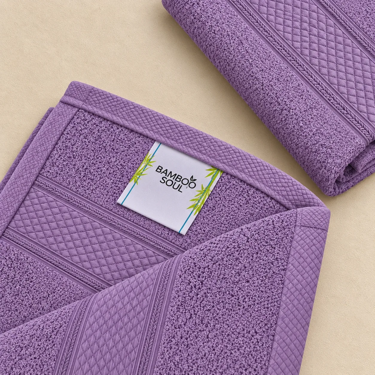Purple Hand Towel Made From Bamboo Fiber - Pack Of 2