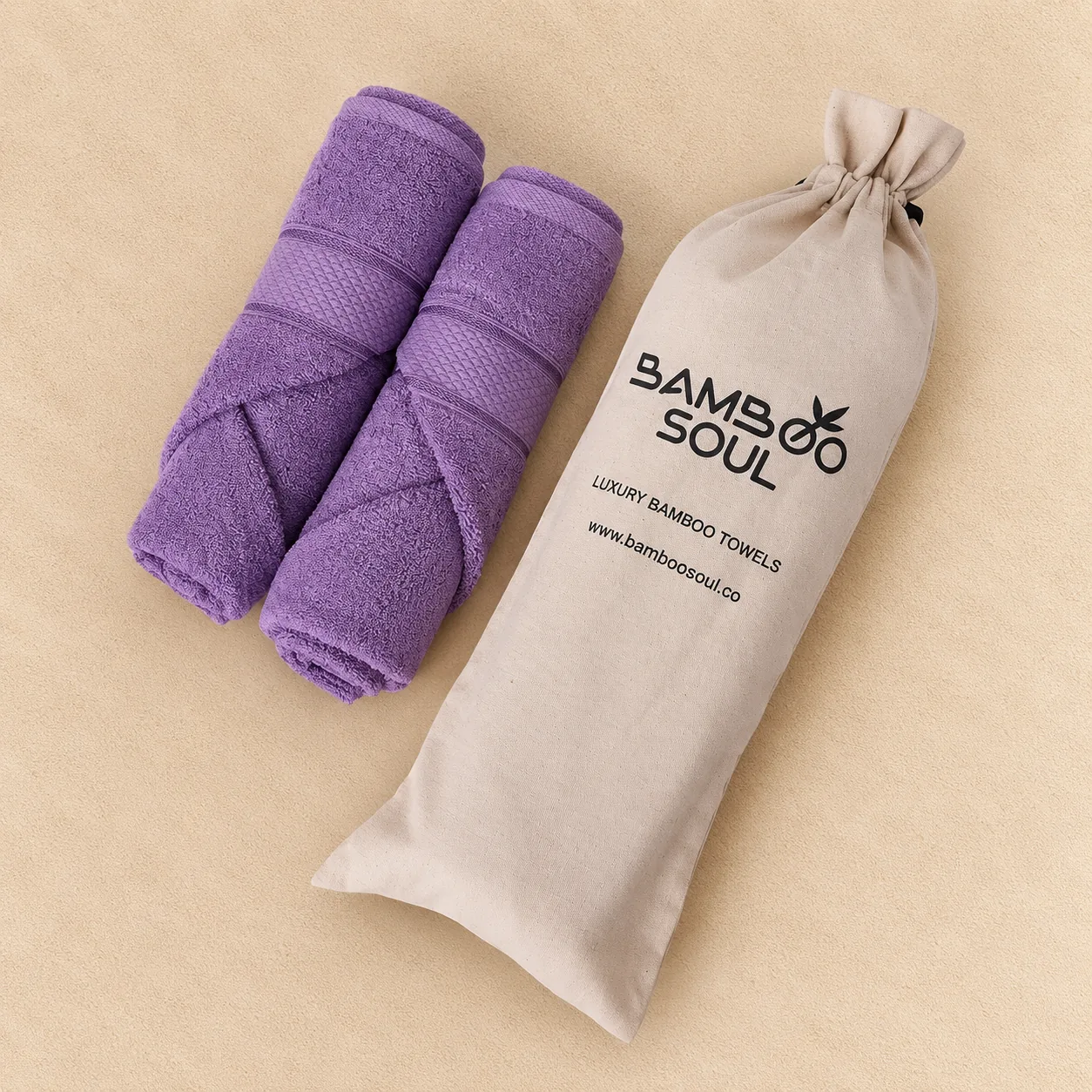 Purple Hand Towel Made From Bamboo Fiber - Pack Of 2