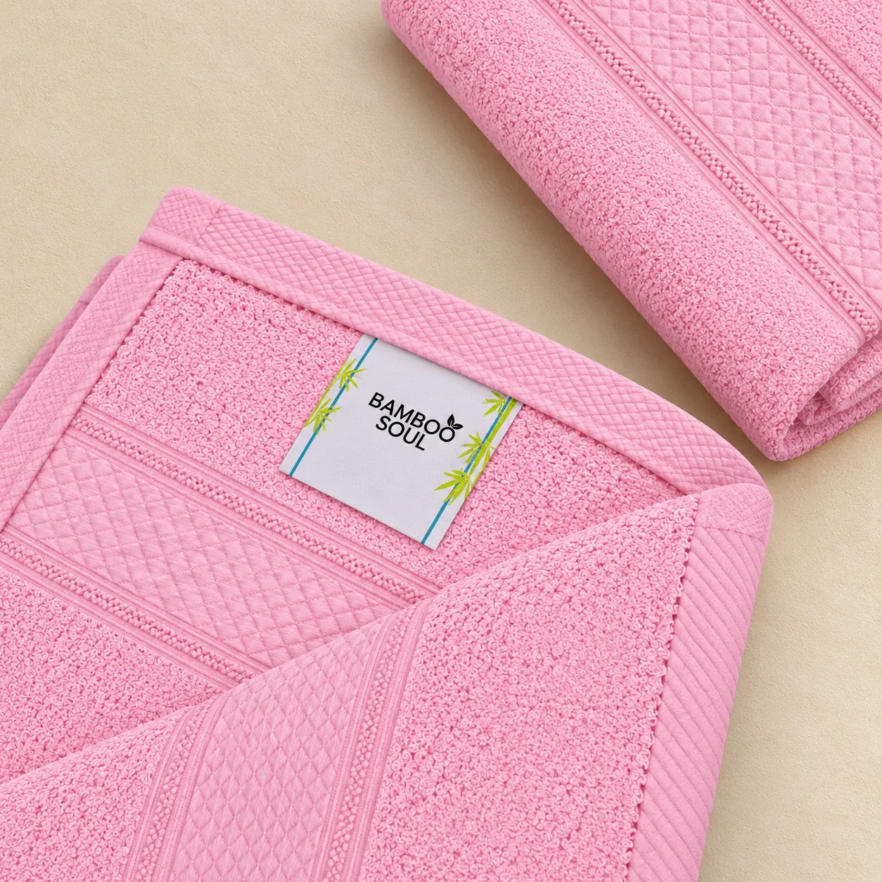Pink Hand Towel Made From Bamboo Fiber - Pack Of 2