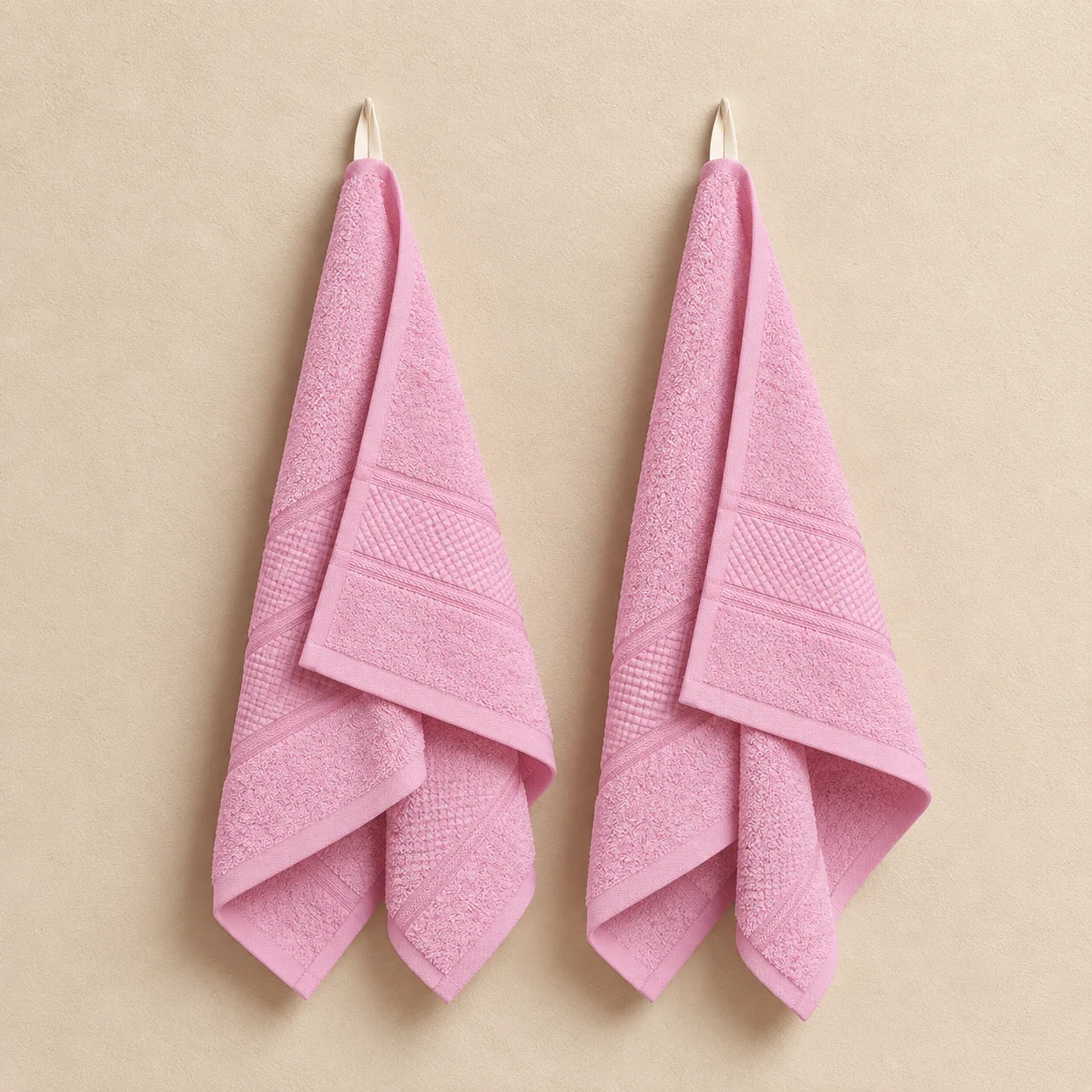 Pink Hand Towel Made From Bamboo Fiber - Pack Of 2