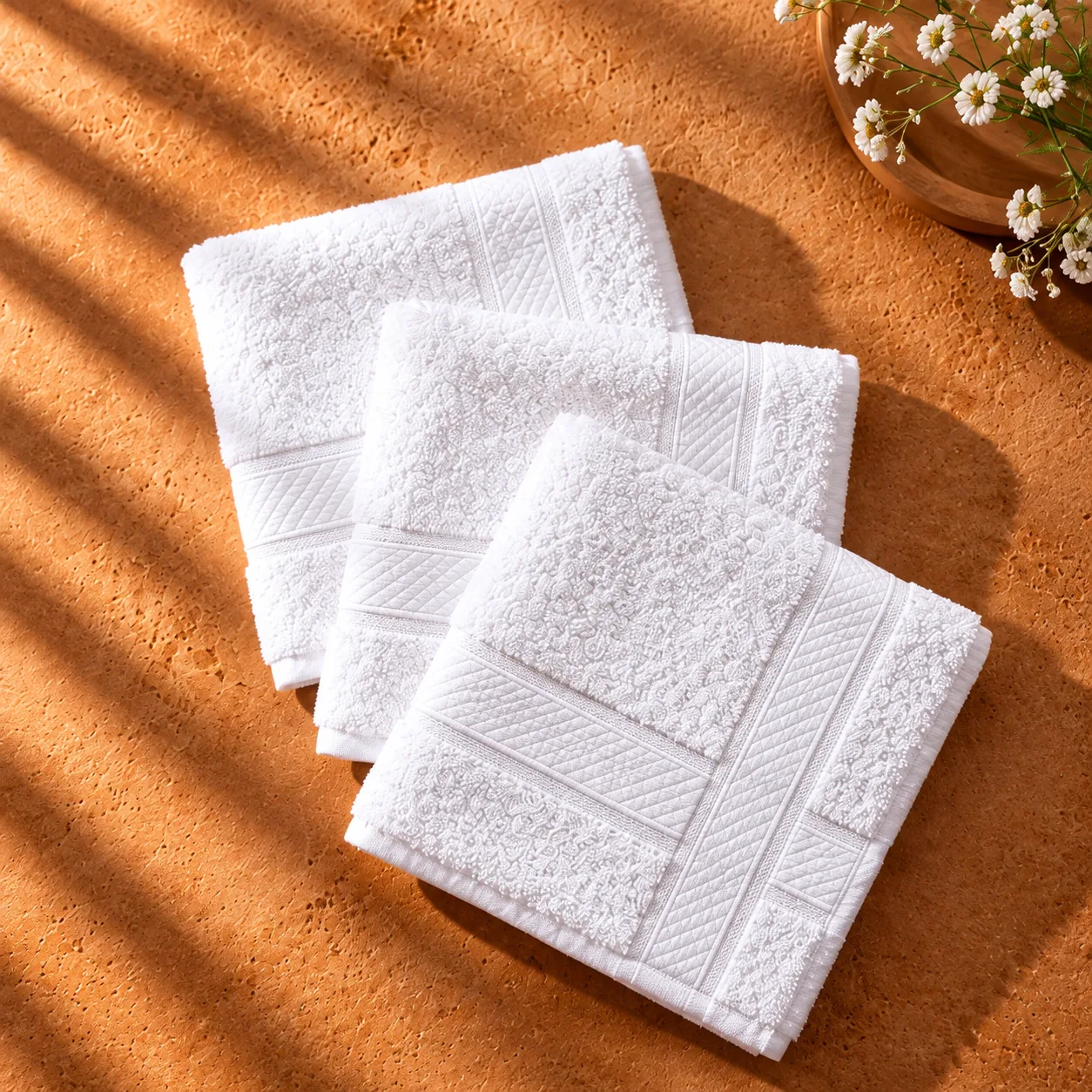 White Face Towel Made From Bamboo Fiber - Pack Of 3