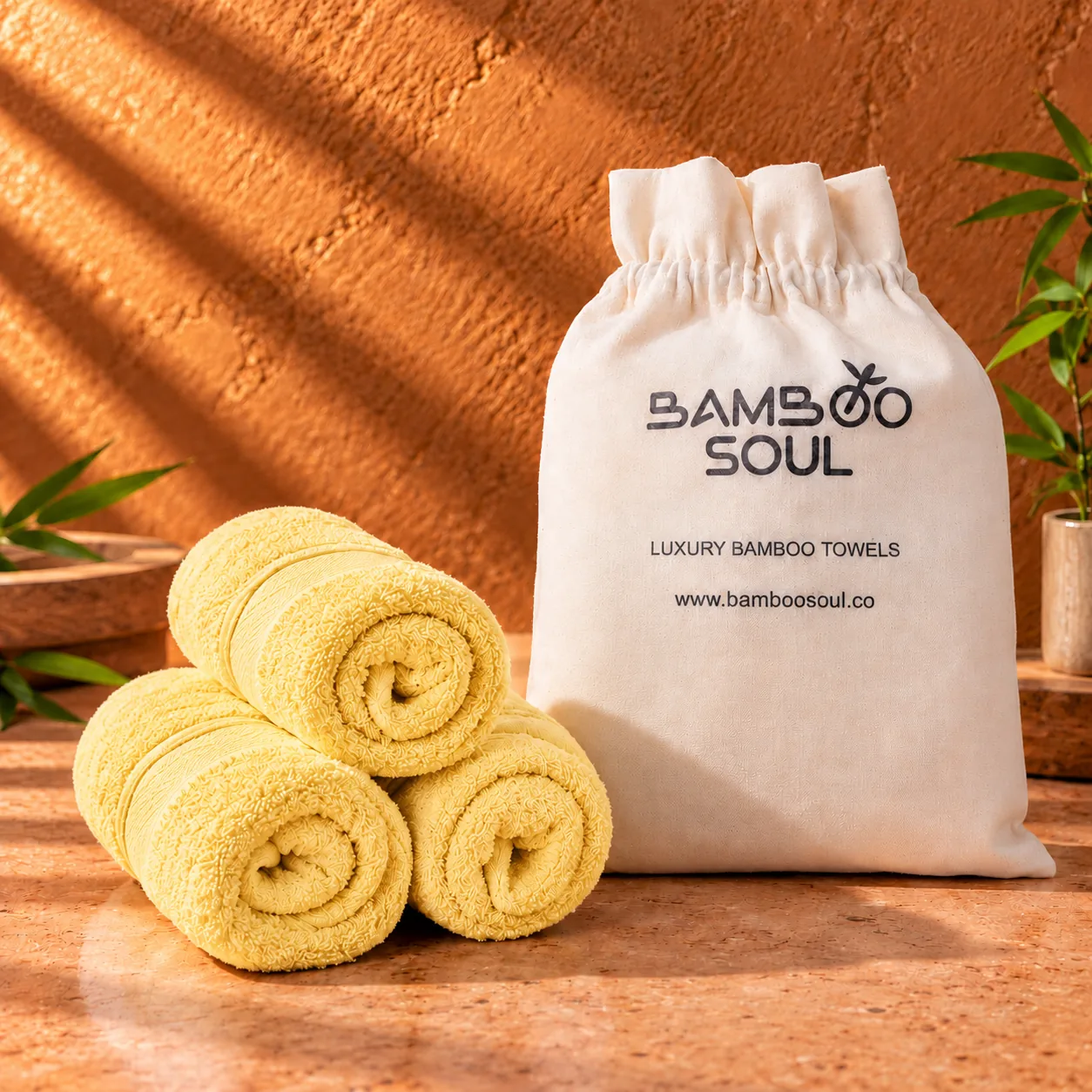 Yellow Face Towel Made From Bamboo Fiber - Pack Of 3