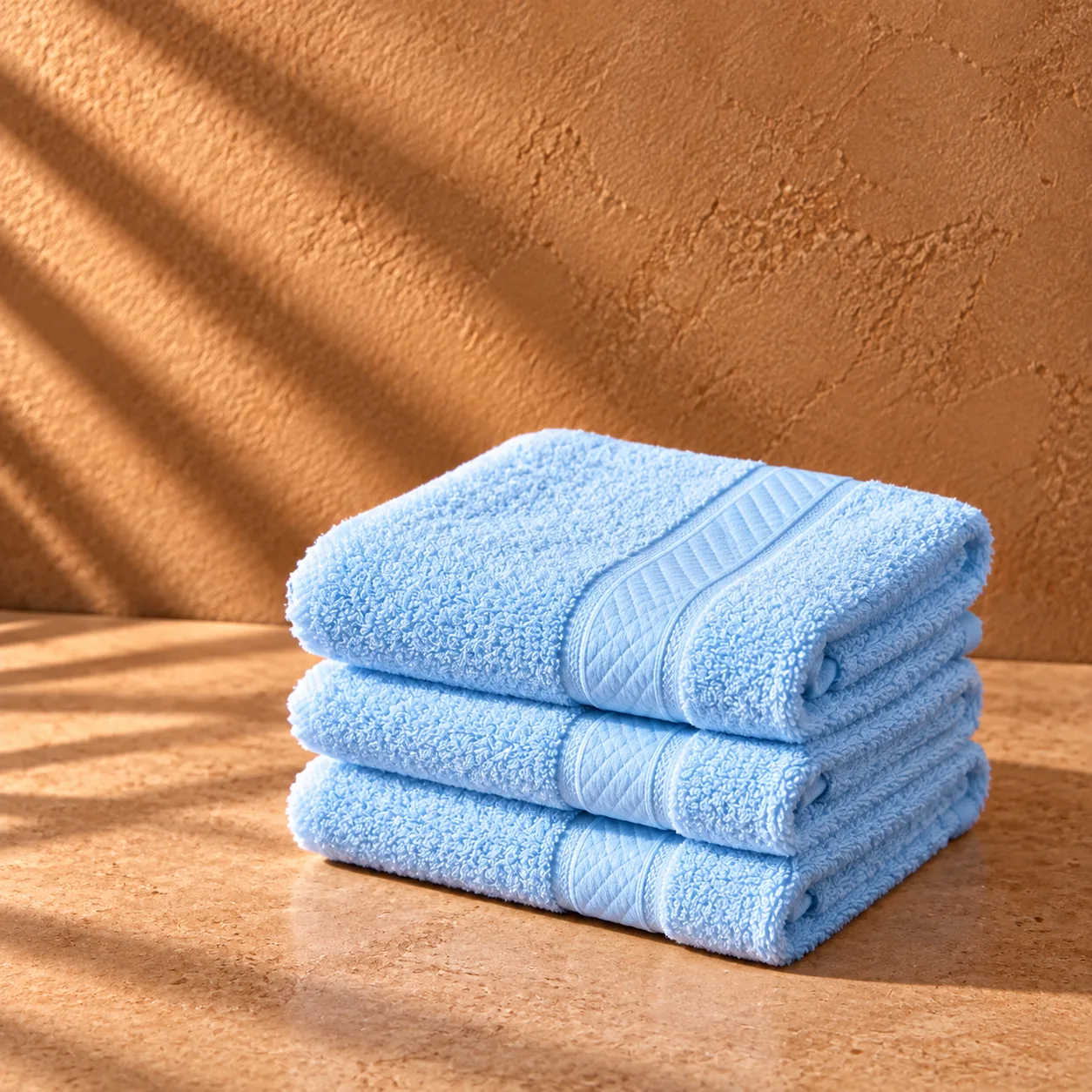 Sky Blue Face Towel Made From Bamboo Fiber - Pack Of 3