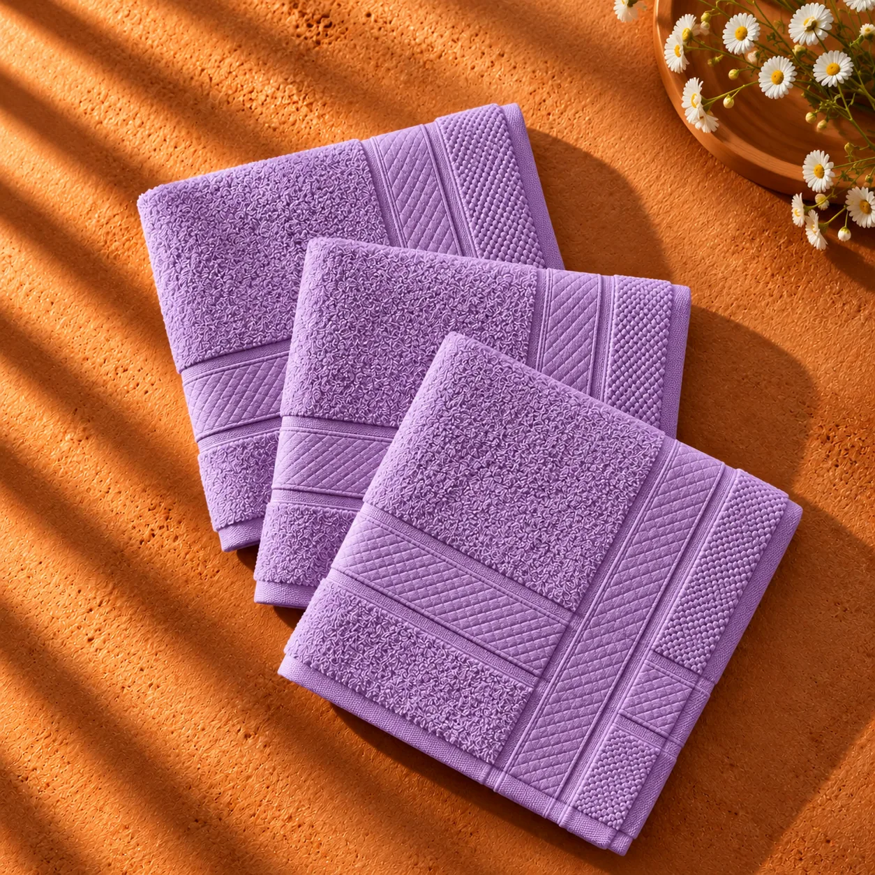 Purple Face Towel Made From Bamboo Fiber - Pack Of 3