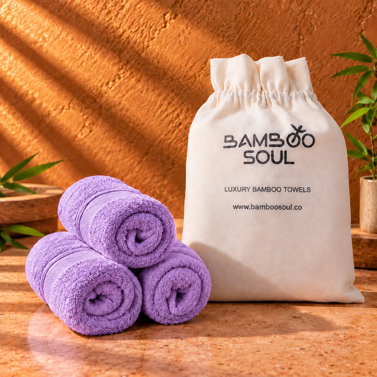 Purple Face Towel Made From Bamboo Fiber - Pack Of 3