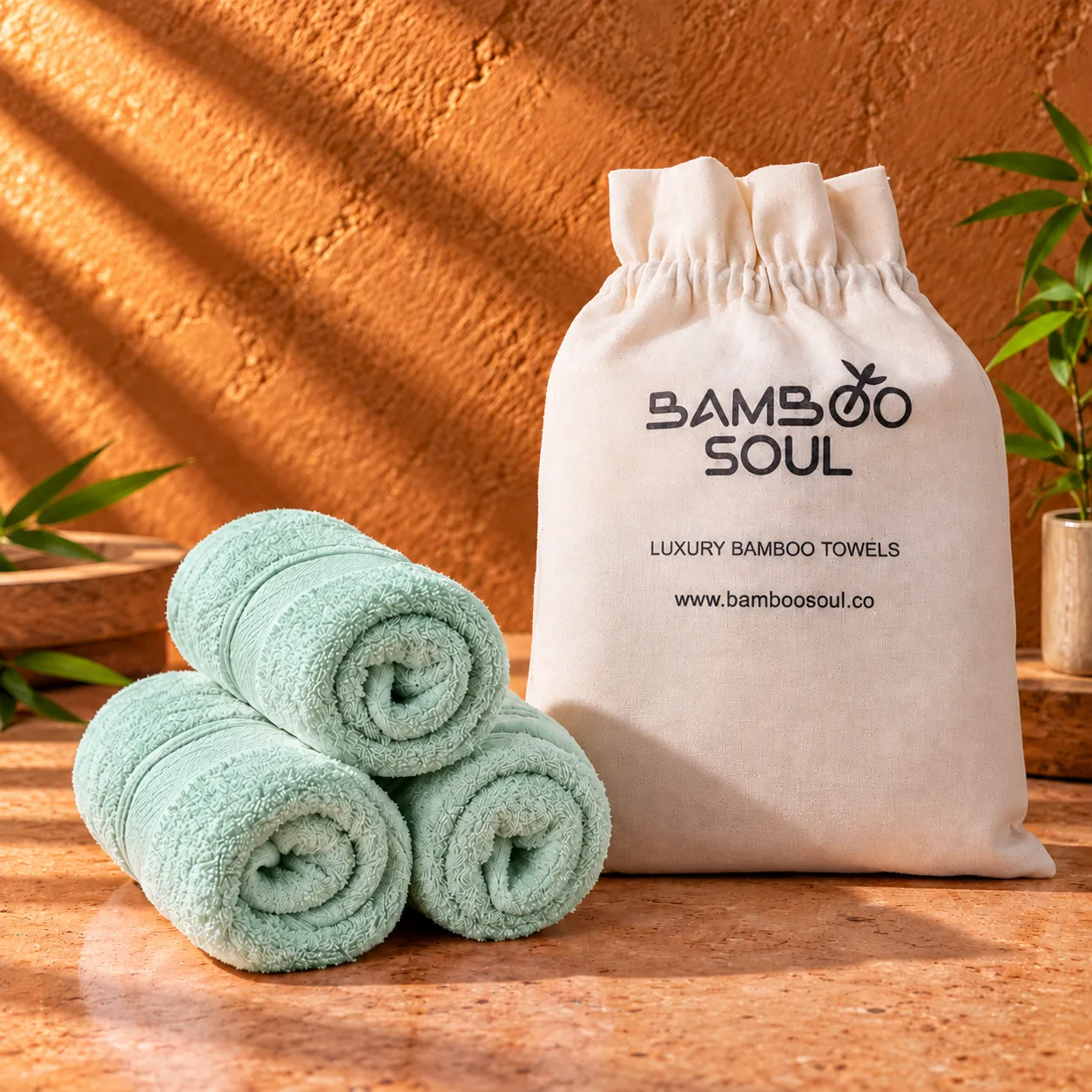 Mint Green Face Towel Made From Bamboo Fiber - Pack Of 3