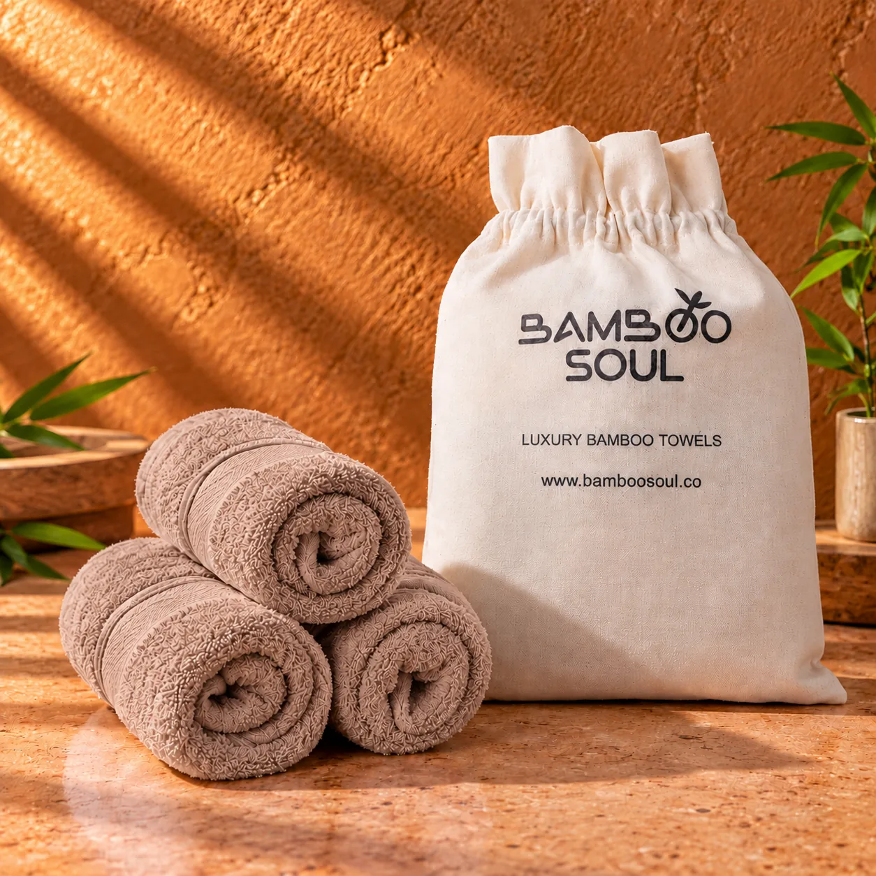 Dark Beige Face Towel Made From Bamboo Fiber - Pack Of 3