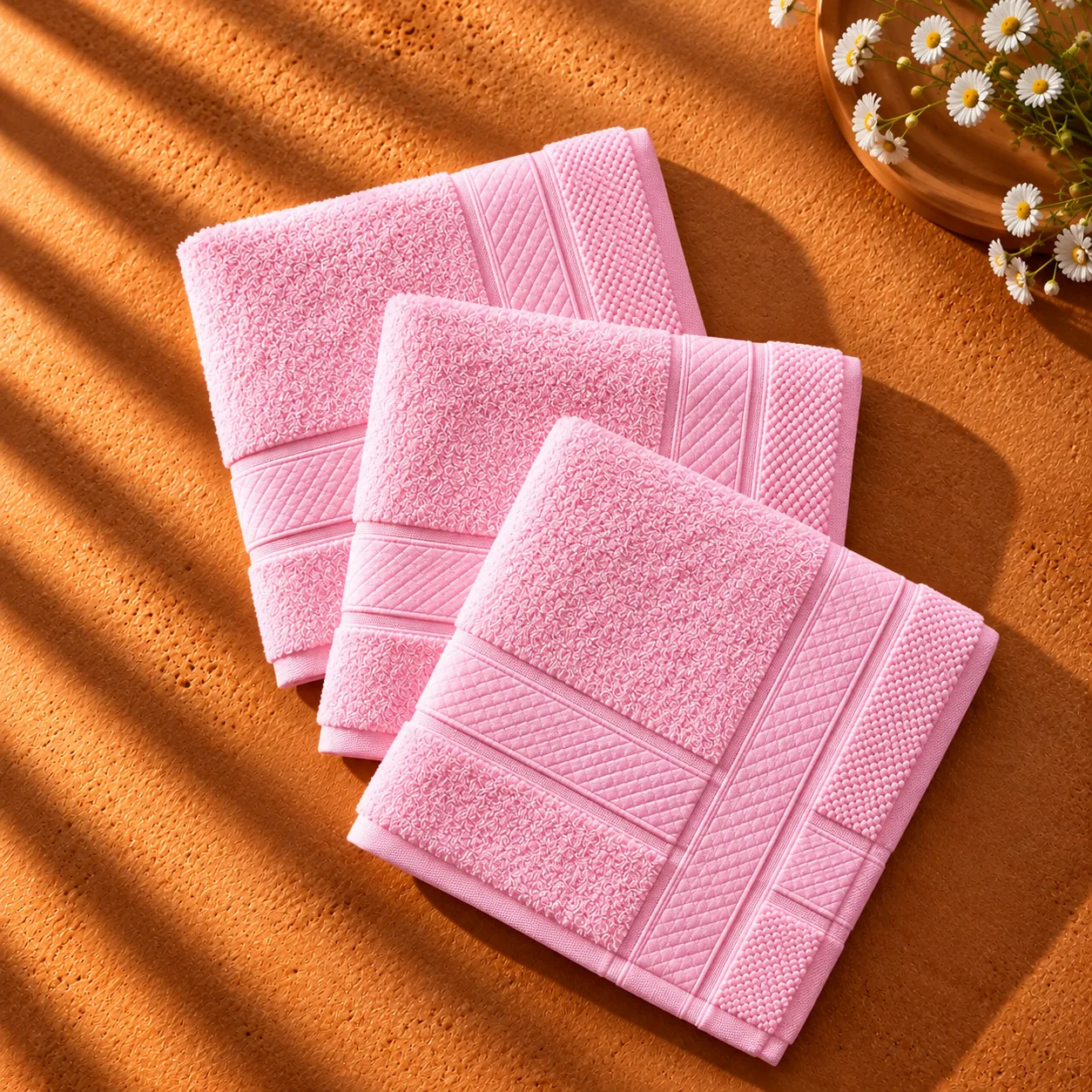 Pink Face Towel Made From Bamboo Fiber - Pack Of 3 (copy)
