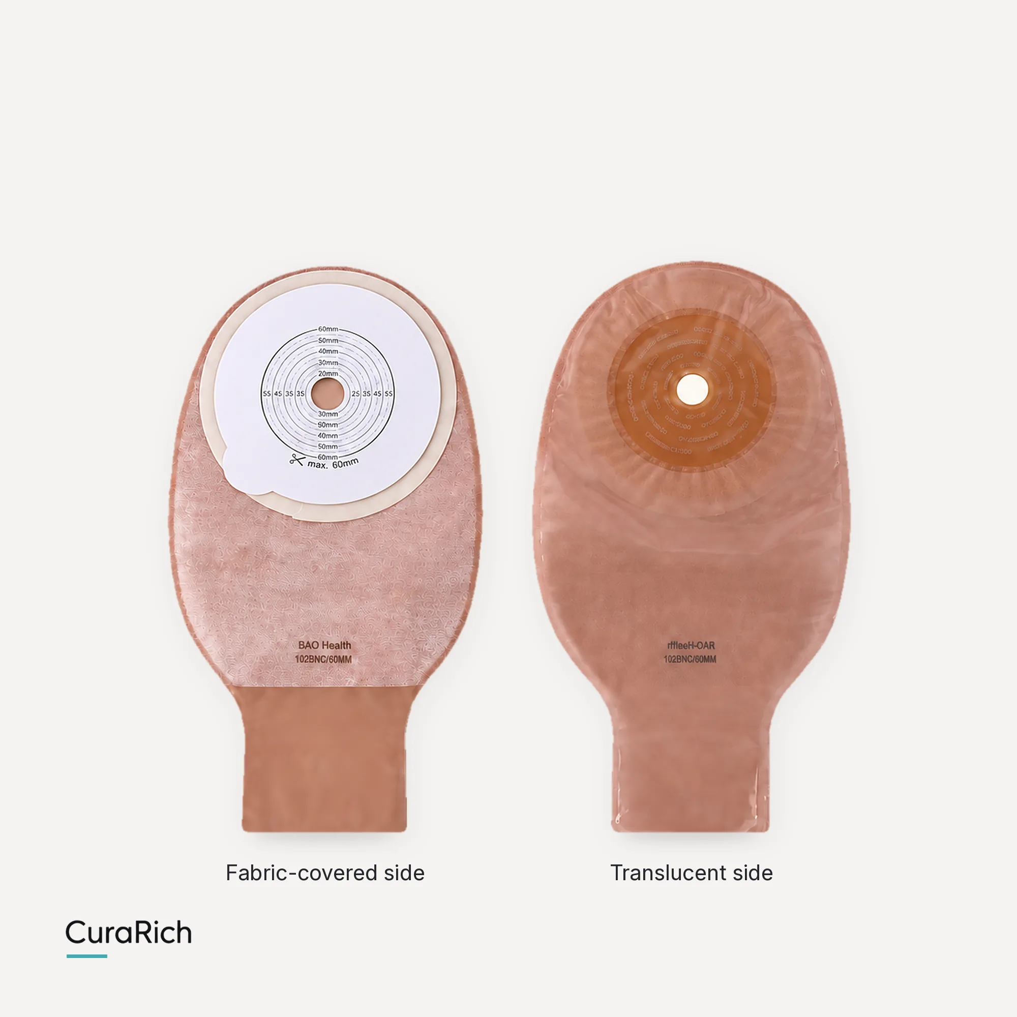 BAO Health 102BNC One-Piece Drainable Colostomy & Ileostomy Pouch – Cut-to-Fit up to 60 mm, Clamp Closure