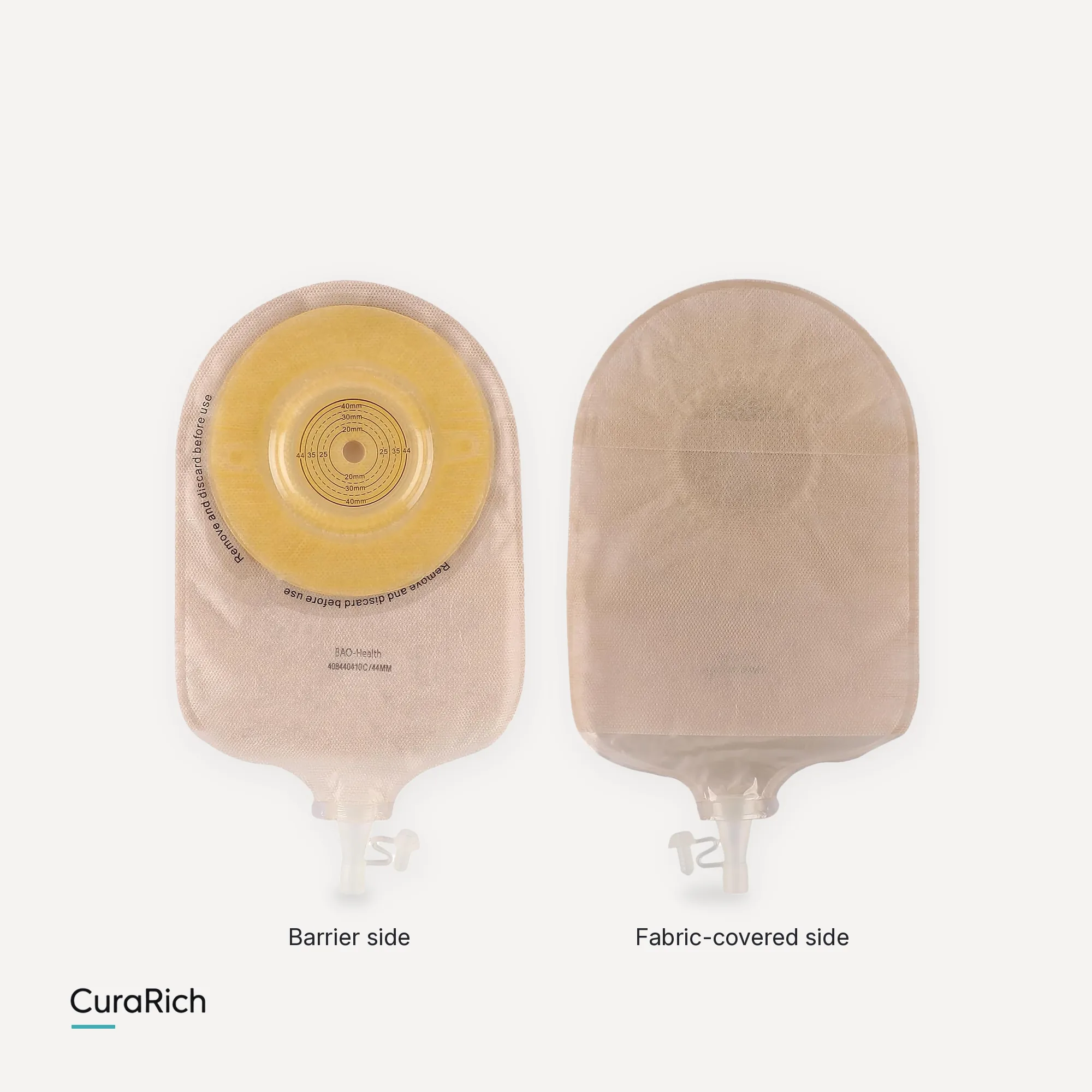 BAO Health 408440410C One-Piece Convex Urostomy Pouch – Cut-to-Fit up to 44 mm, Tap Outlet, Anti-Reflux
