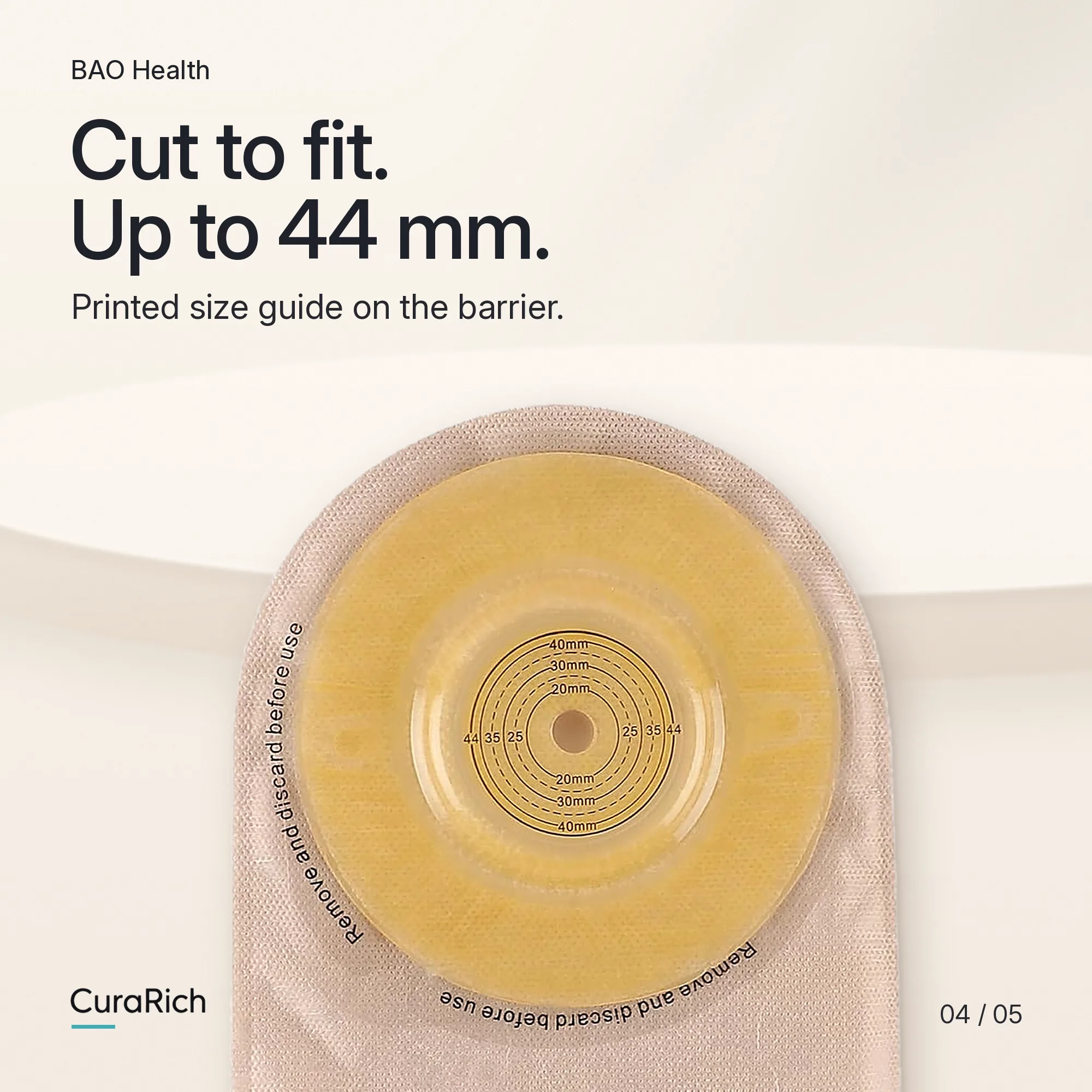 BAO Health 408440410C One-Piece Convex Urostomy Pouch – Cut-to-Fit up to 44 mm, Tap Outlet, Anti-Reflux