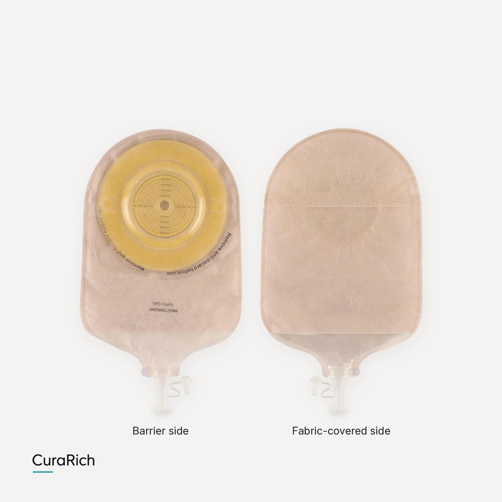 BAO Health 408570410C One-Piece Convex Urostomy Pouch – Cut-to-Fit up to 57 mm, Tap Outlet, Anti-Reflux