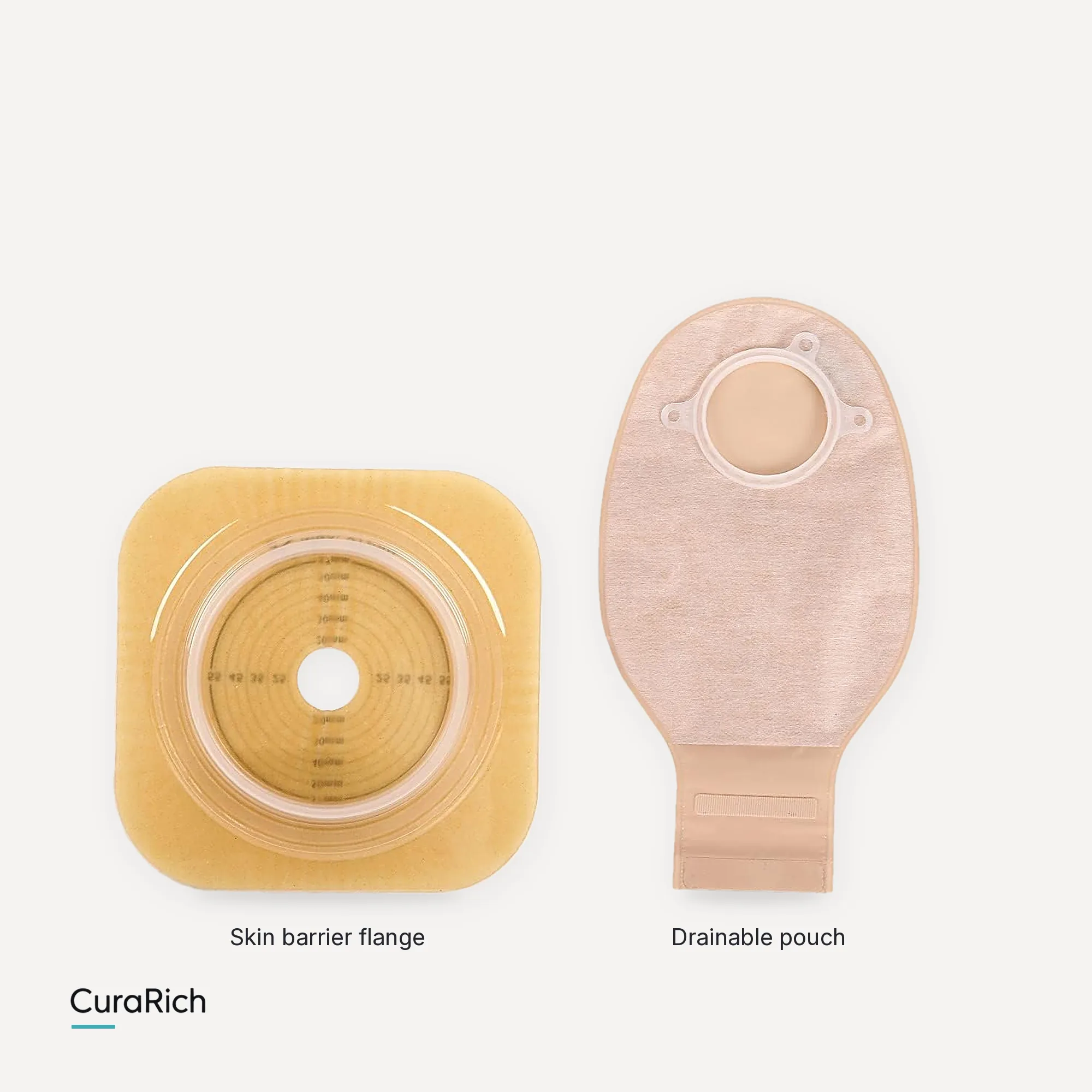 BAO Health 3015001 + 2145008F Two-Piece Ostomy System – 50 mm Skin Barrier Flange & Drainable Pouch with Filter, Velcro Closure
