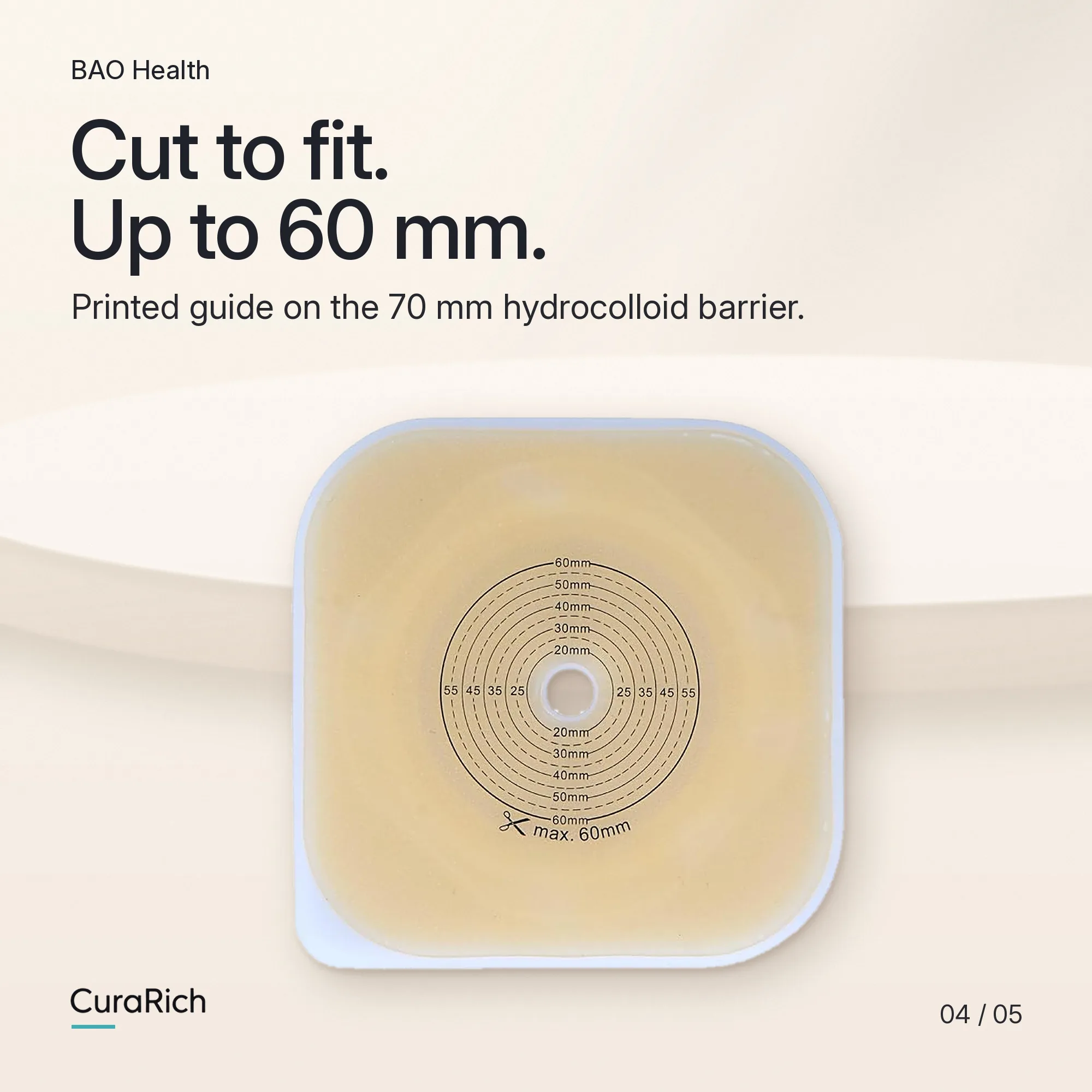BAO Health 3056001 + 2207008F Two-Piece Colostomy & Ileostomy Set – 70 mm Floating Flange Skin Barrier, Cut-to-Fit up to 60 mm image 4