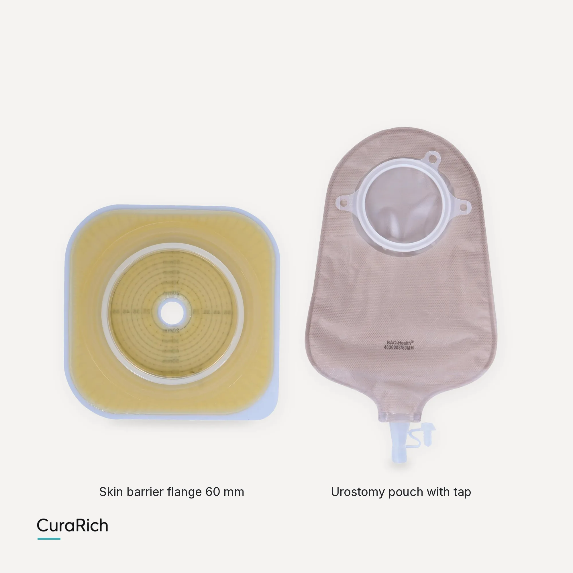 BAO Health 3016001 + 4036008 Two-Piece Urostomy Set – 60 mm Flange