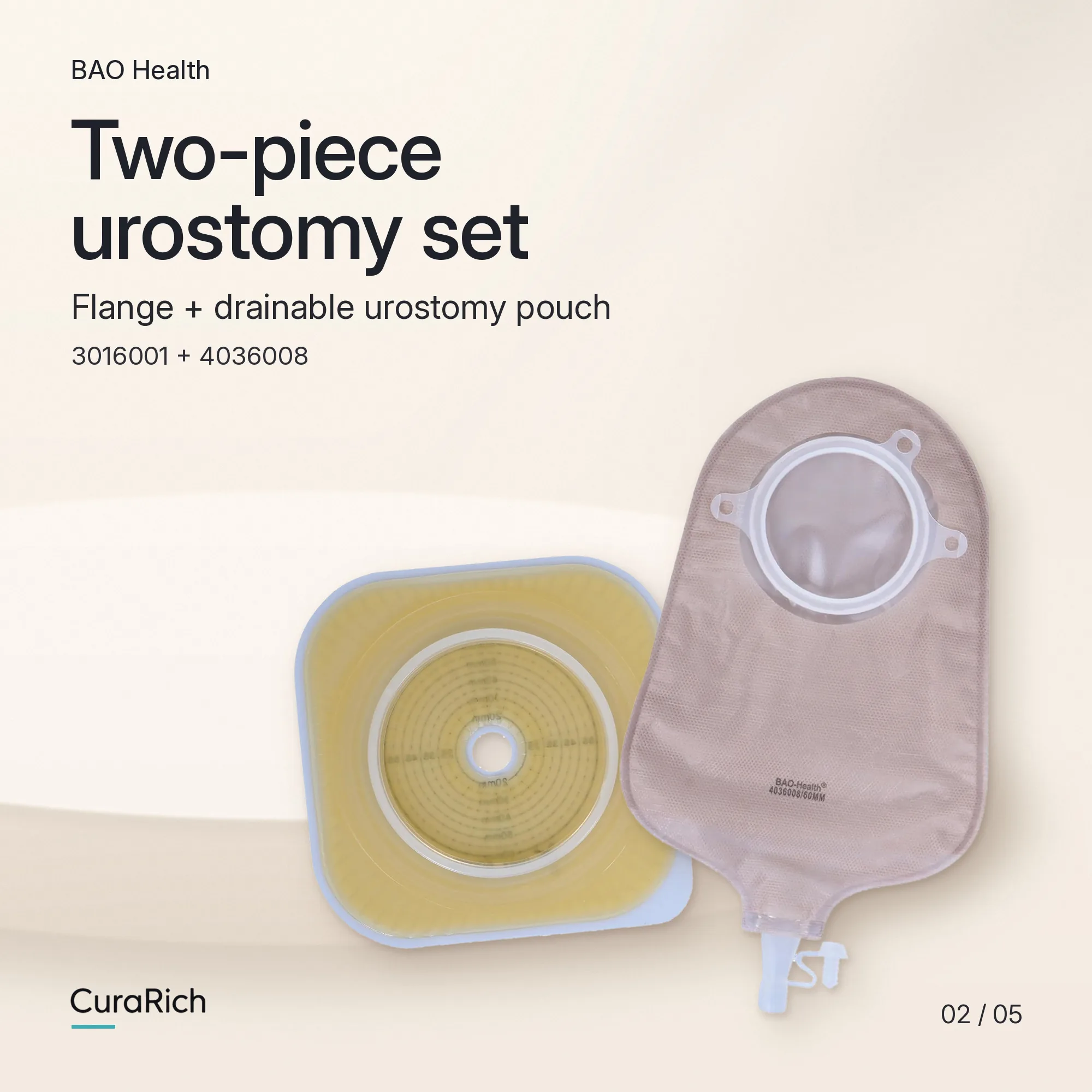 BAO Health 3016001 + 4036008 Two-Piece Urostomy Set – 60 mm Flange image 2