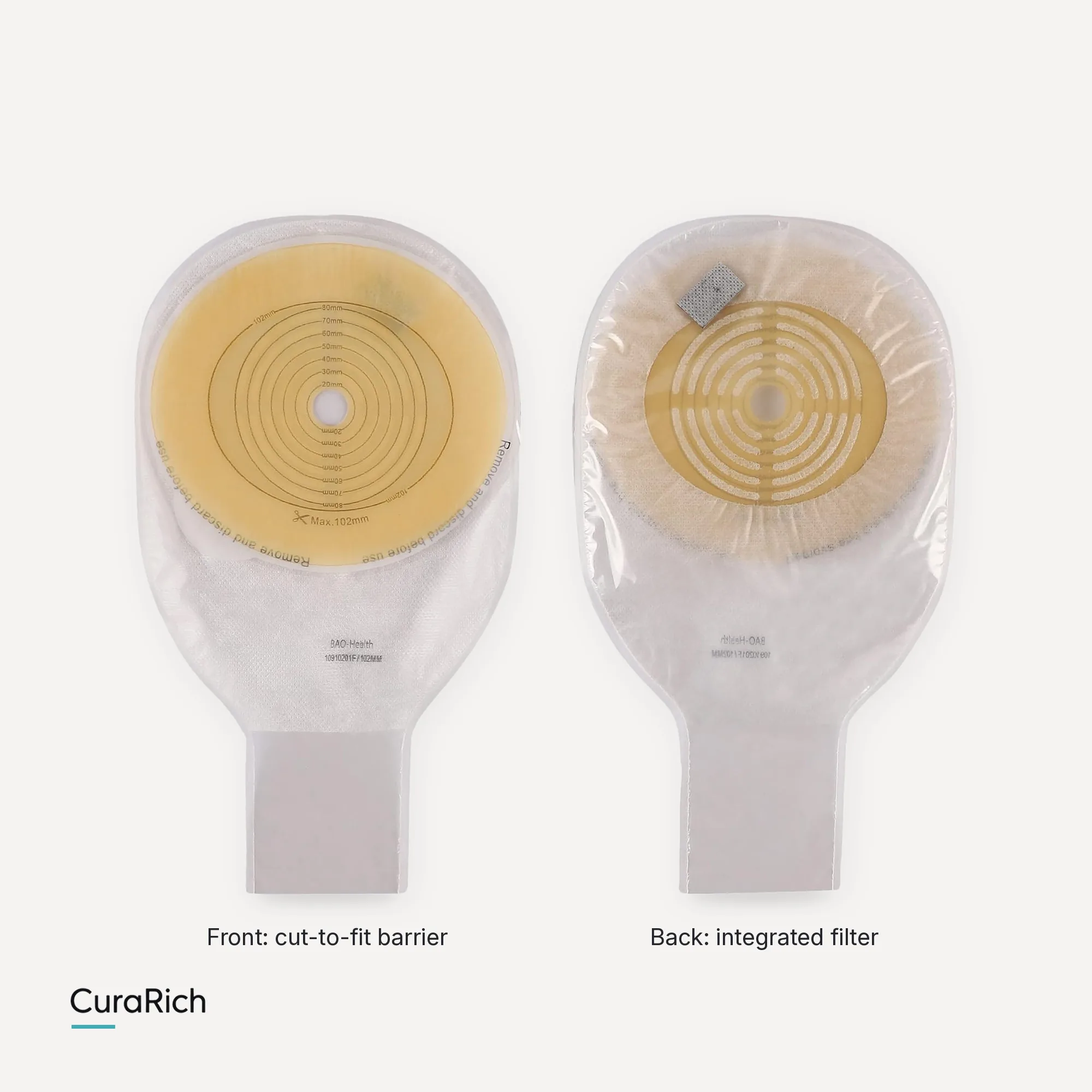 BAO Health 10910201F One-Piece Drainable Colostomy & Ileostomy Pouch XXL