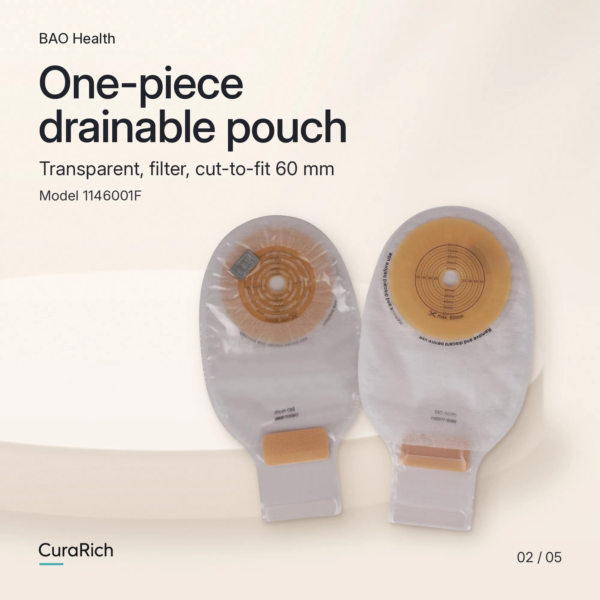 BAO Health 1146001F One-Piece Drainable Colostomy & Ileostomy Pouch – Transparent image 2