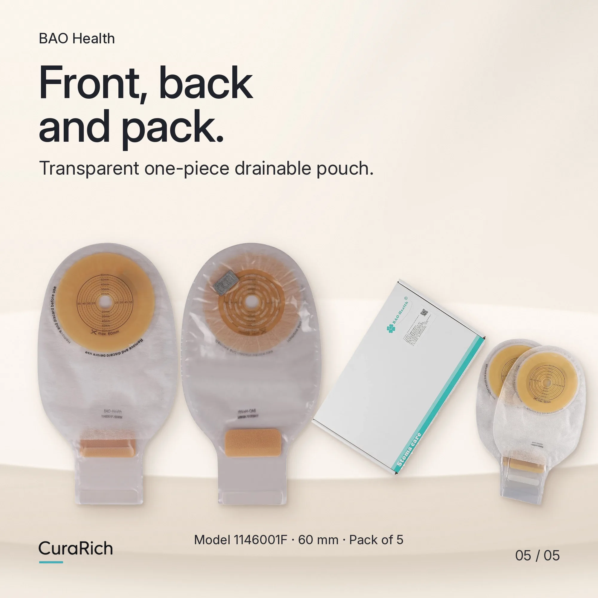 BAO Health 1146001F One-Piece Drainable Colostomy & Ileostomy Pouch – Transparent image 5