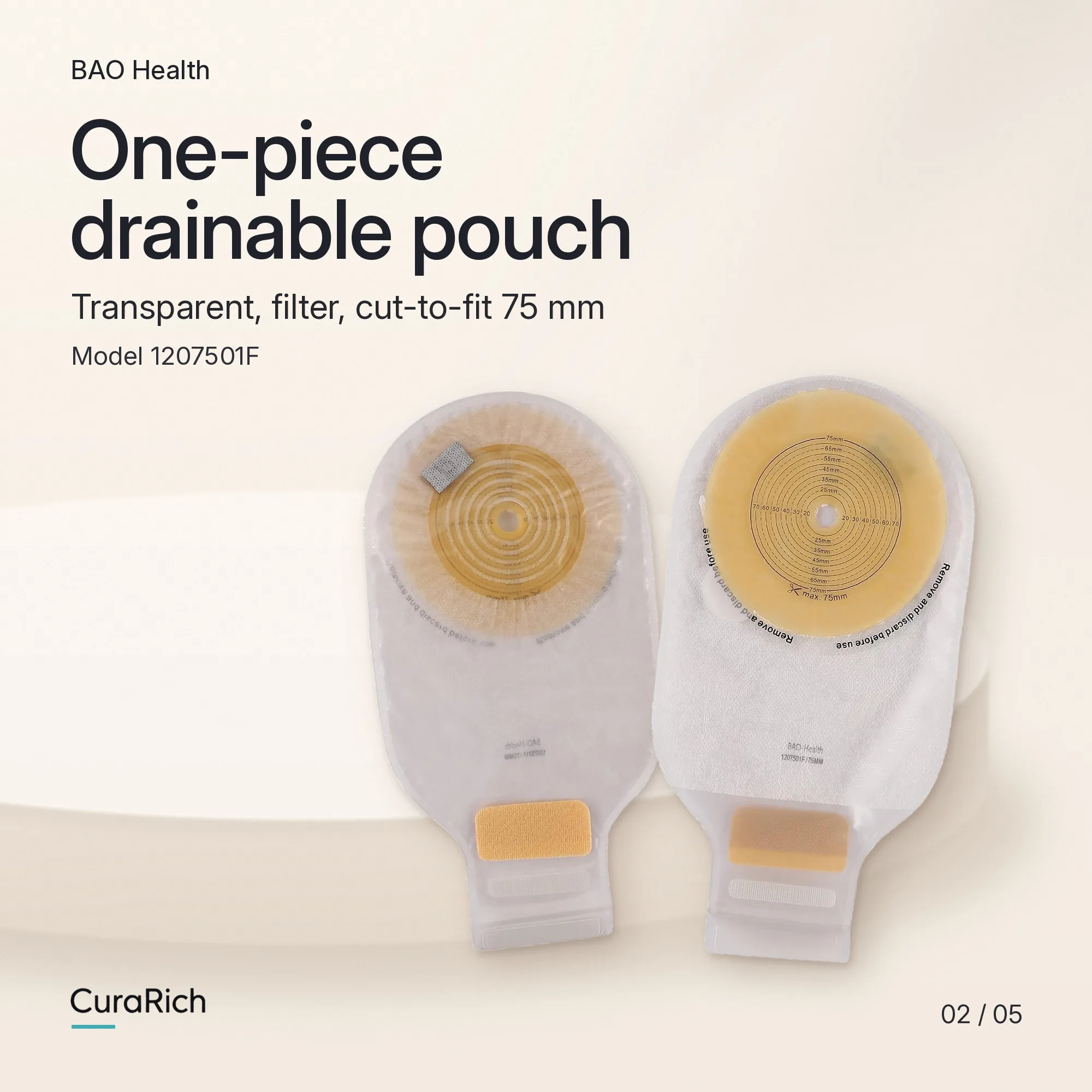 BAO Health 1207501F One-Piece Drainable Colostomy & Ileostomy Pouch – Transparent image 2