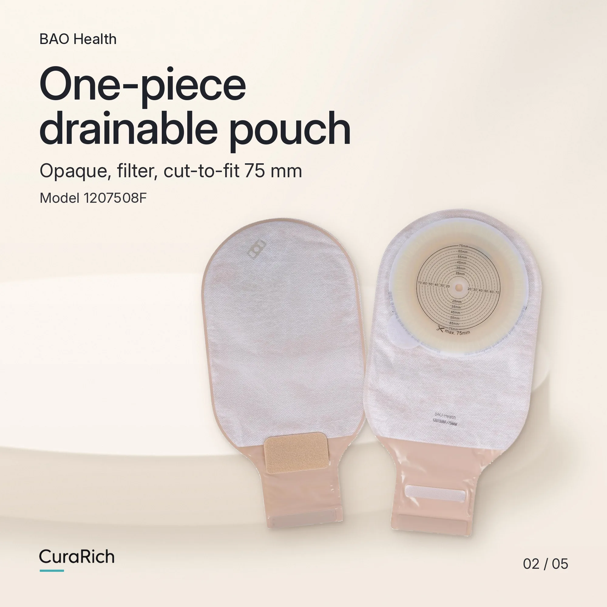 BAO Health 1207508F One-Piece Drainable Colostomy & Ileostomy Pouch – Opaque image 2
