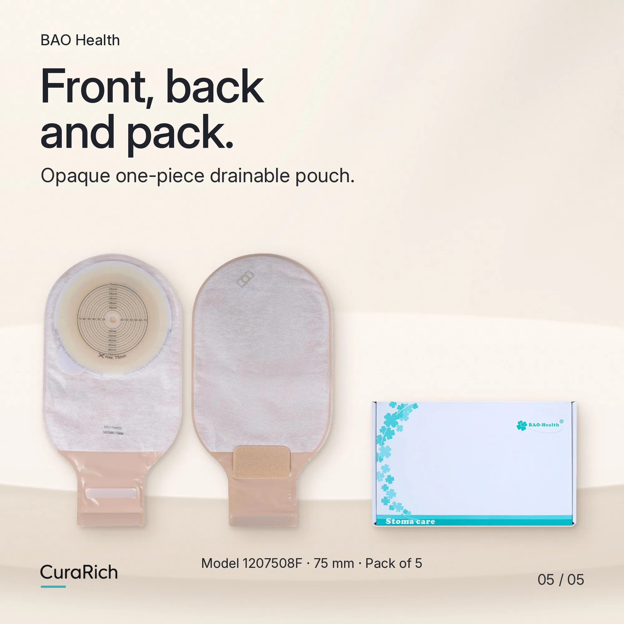 BAO Health 1207508F One-Piece Drainable Colostomy & Ileostomy Pouch – Opaque image 5