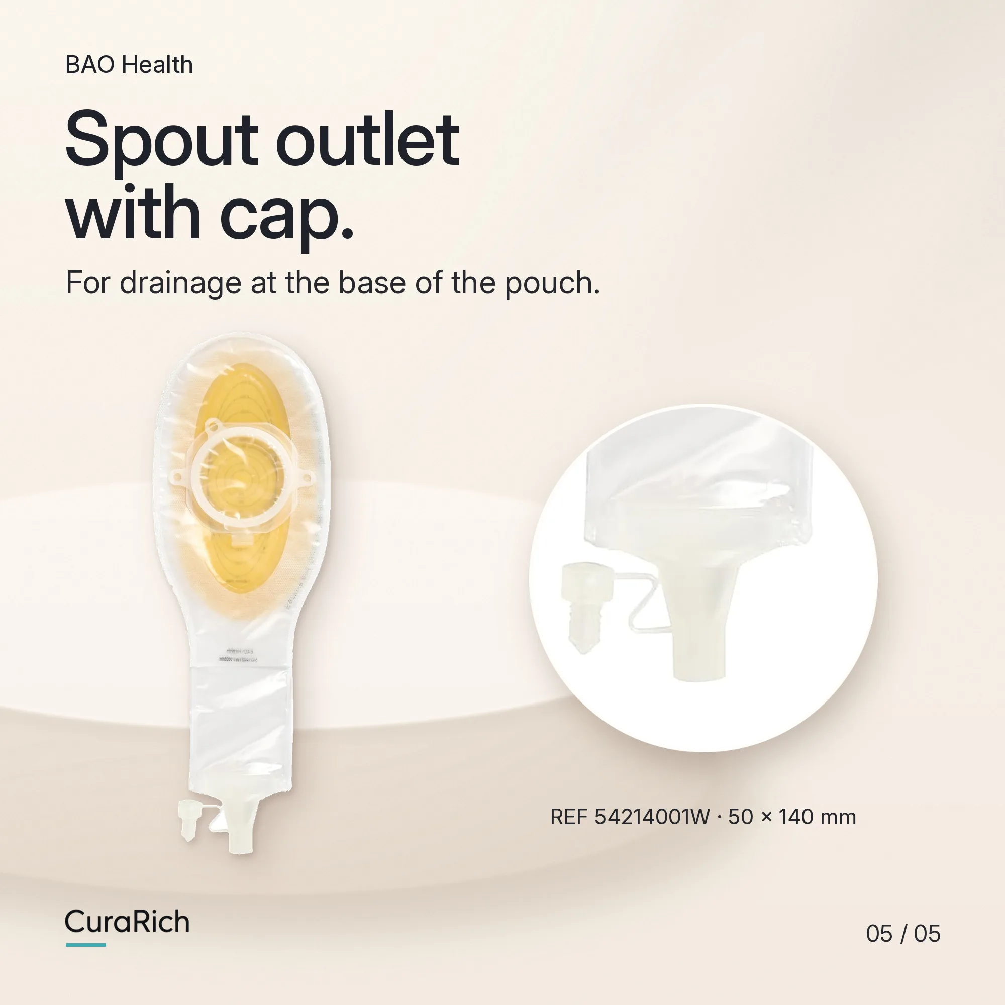 BAO Health 54214001W Wound and Fistula Pouch, Large, with Access Window and Spout Outlet image 5