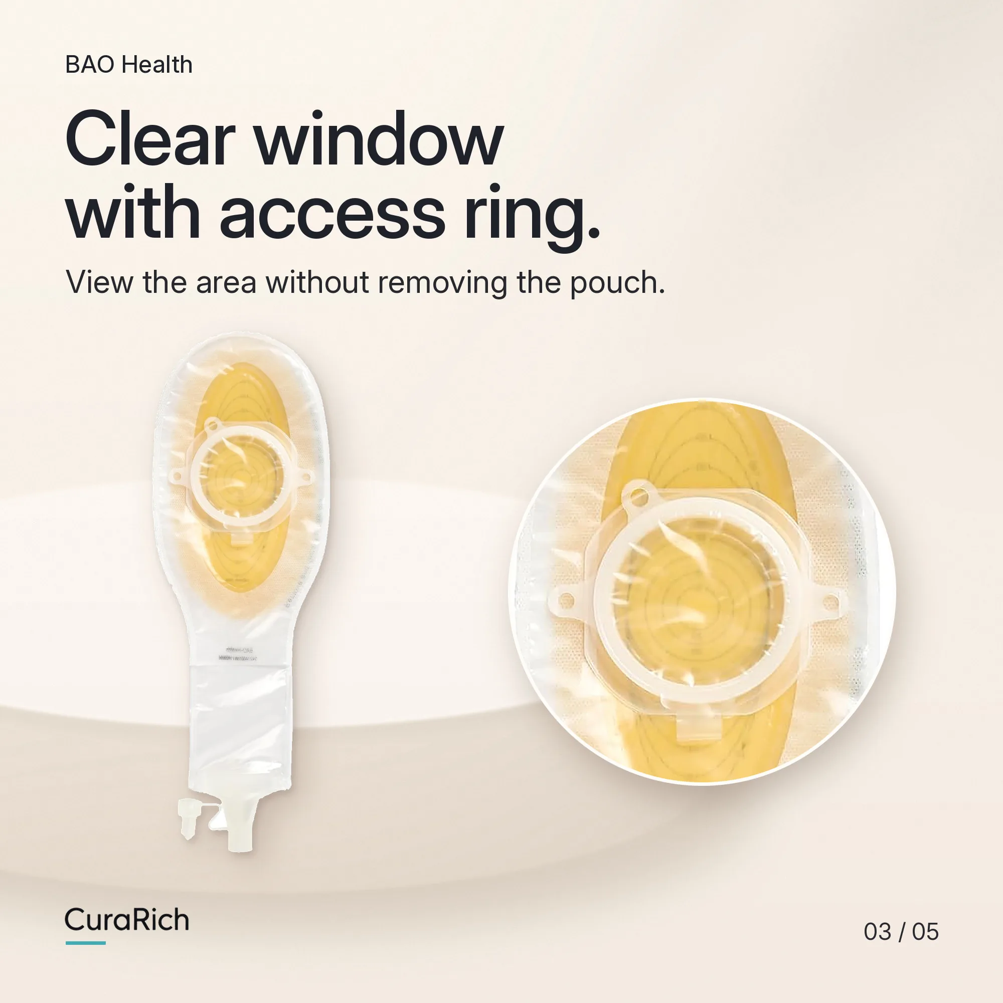 BAO Health 54214001W Wound and Fistula Pouch, Large, with Access Window and Spout Outlet image 3