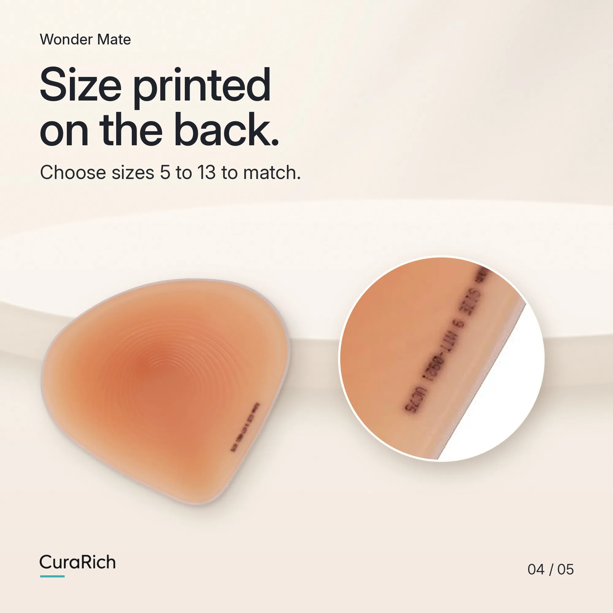 Wonder Mate MTT External Silicone Breast Prosthesis – Triangular Shape, Post-Mastectomy Breast Form with Polyurethane Film Cover, Beige, Sizes 5 to 13 image 4