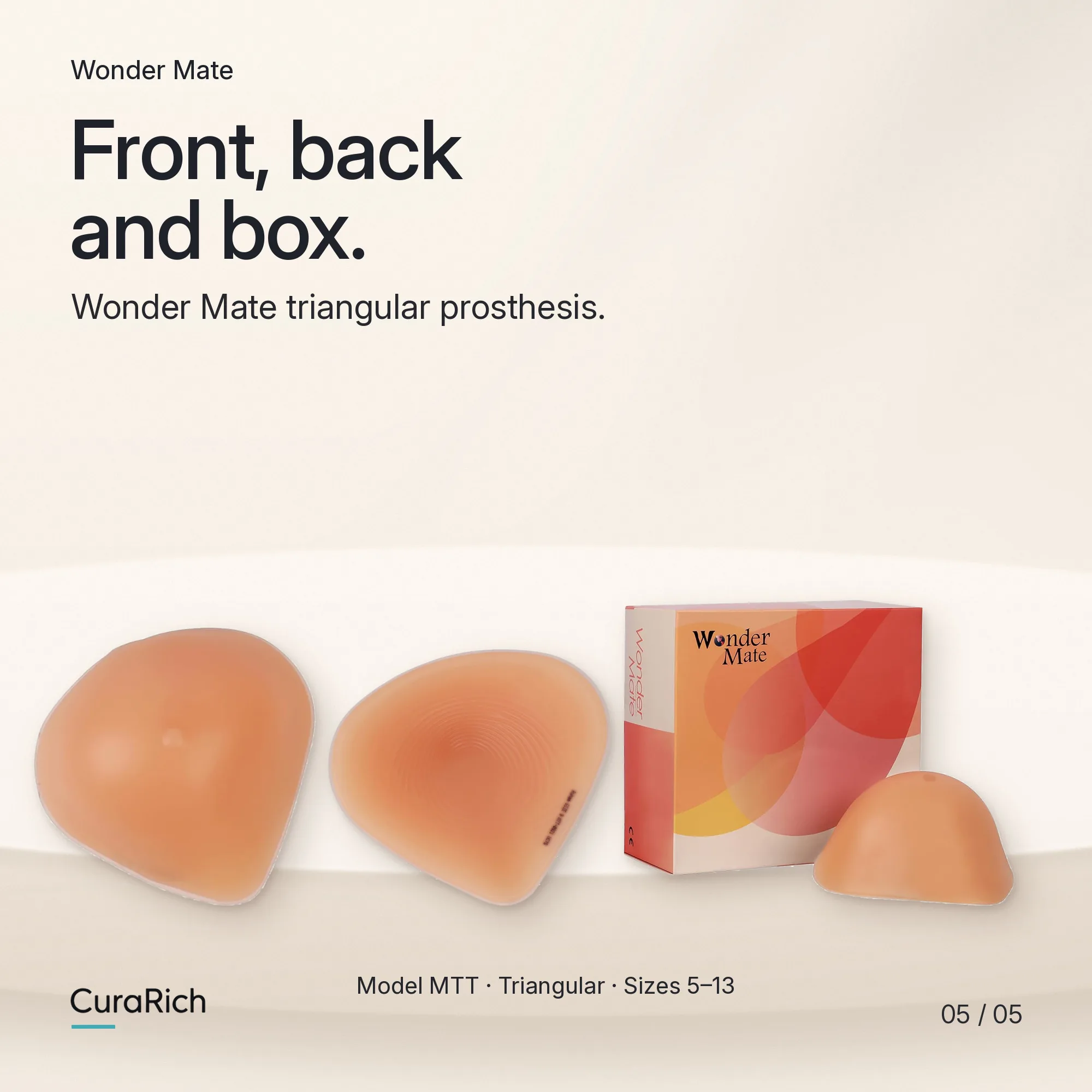 Wonder Mate MTT External Silicone Breast Prosthesis – Triangular Shape, Post-Mastectomy Breast Form with Polyurethane Film Cover, Beige, Sizes 5 to 13 image 5